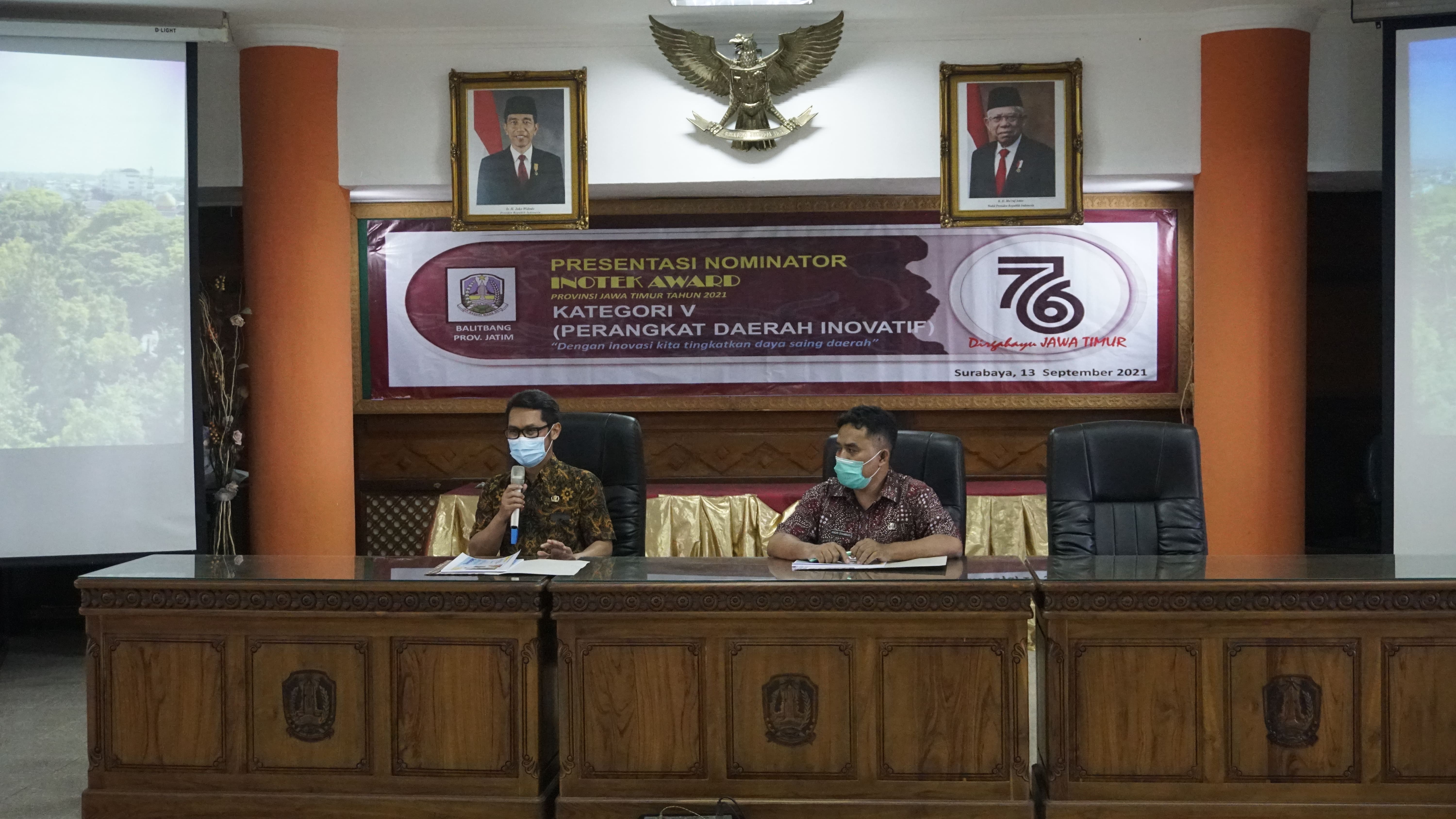 Paparan Kabid Litbang Bappeda Tulungagung Pada Penilaian Tahan II Inotek Award Provinsi Jawa Timur